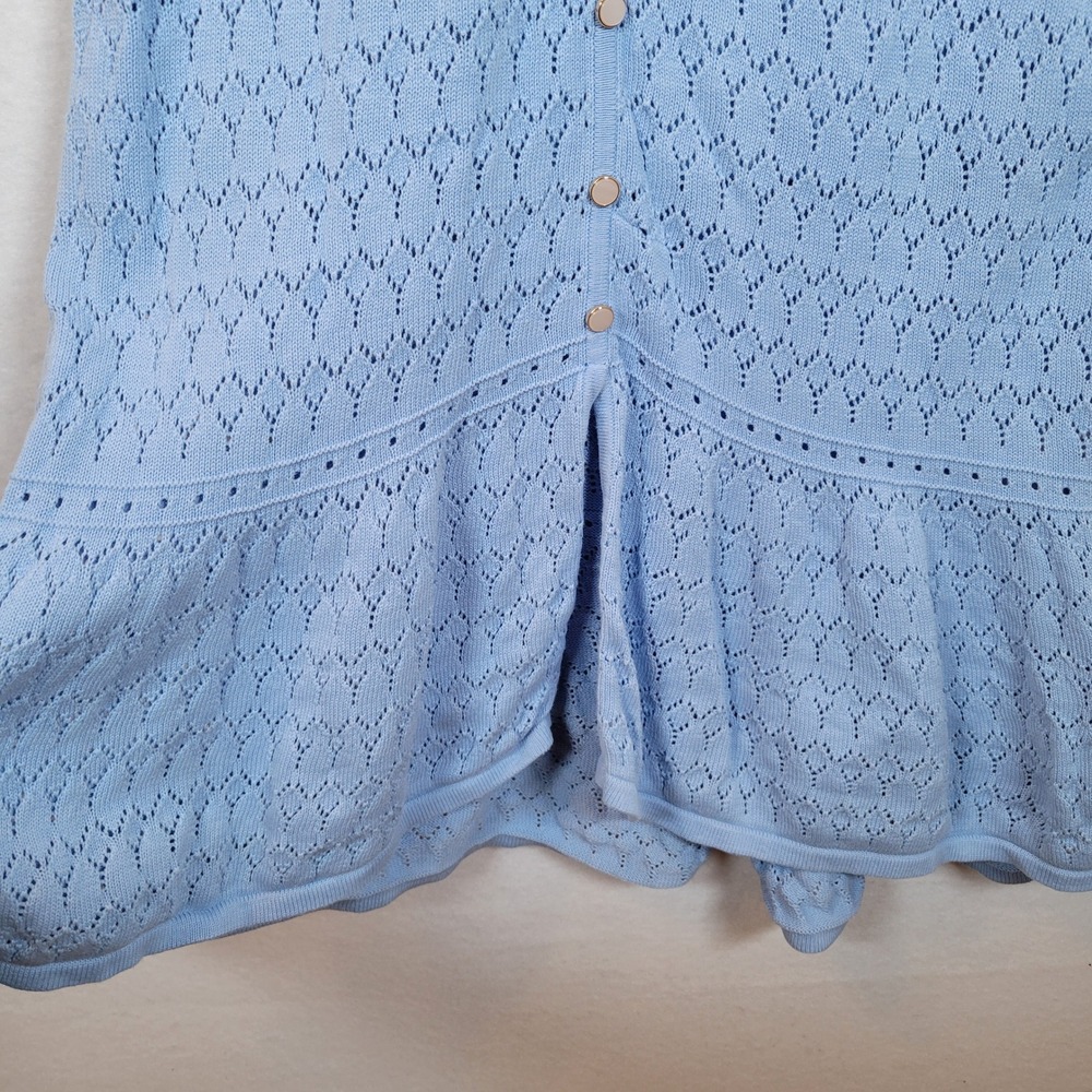 Derek Lam Collective Womens Crochet Open Knit Button Midi Dress Size XS Blue - Picture 7 of 11